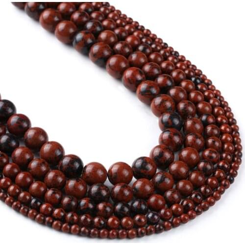 Natural Mahogany Obsidian 4mm 6mm 8mm 10mm 12mm Round Loose Beads 15 inch Jewelry Supply Bracelet Necklace Beads
