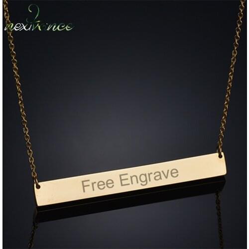 Nextvance 50mm Titanium Bar Engrave Pendant Necklace 3 Colors Custom Nameplate Letter Necklaces For Personalized Gift