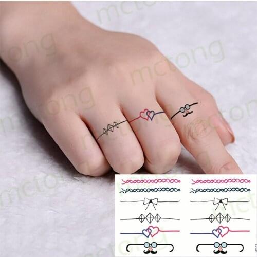 The New Body Art Glasses Bowknot Finger Ring Tattoos Waterproof Stickers Women Temporary Tattoo Sticker Woman Man