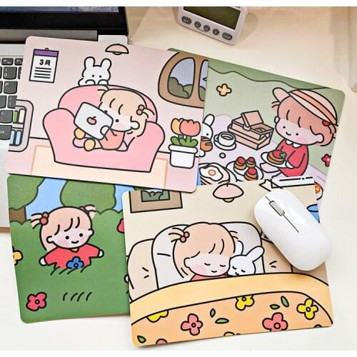 Original Ins Rabbit Girl Cute Mouse Pad Small Number Laptop Office Cartoon Student Creative Gaming Mouse Pad Anime Mouse Pad