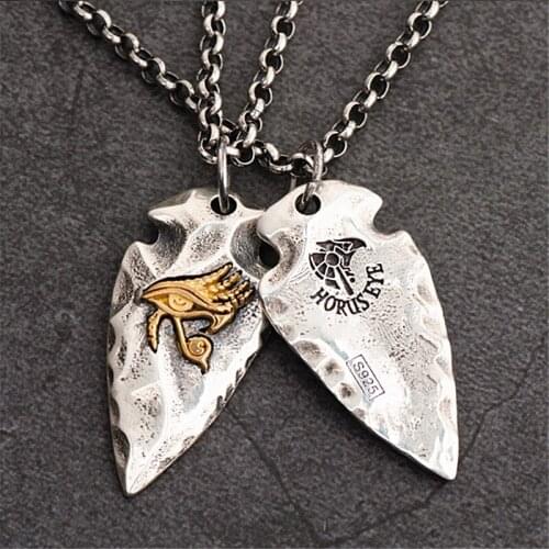 The Eye of Horus S925 Necklace For Men Spear Pendant Jewelry Hippop Street Culture Punk Rock Pendant Necklace