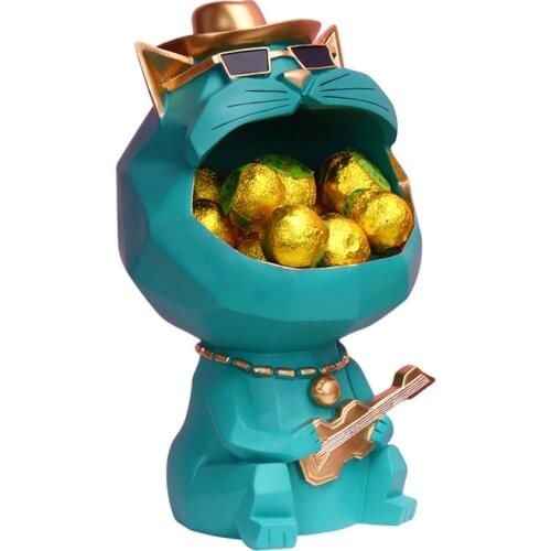 Resin European Lucky Cat Storage Decoration Home Decoration Big Mouth Cat Resin Dog Candy Storage Key Storage