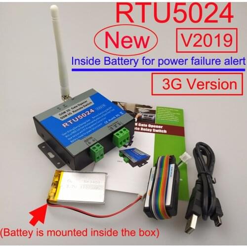 V2019 RTU5024 3G/GSM Gate Opener Relay Switch Remote Access Control Sliding gate Opener Battery inside for power failure alert