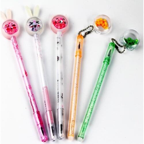 Cartoon Kawaii Chain Plastic Gel Pen Stationery Gift 0.5mm Optional Blue Black Ink For School Stationery Office Writing
