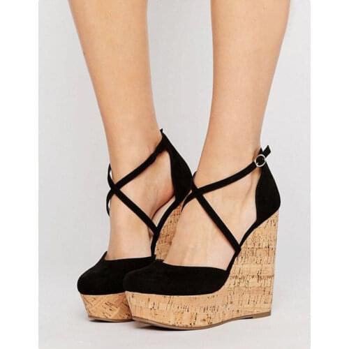 Brand Design Sexy Platform Wedges high heels Shoes sandals woman Straw Summer Party ankle-wrap Shoes Woman sandals568