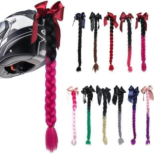 Helmet Motorcycle Motorbike Woman Helmet Braids Twist Sucker Dual Pigtail Ponytail Braids for Helmet Hot Selling 60 cm