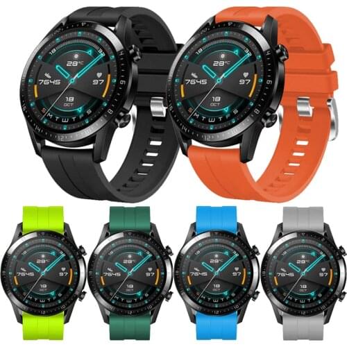 Silicone Strap For Huawei Watch GT 2 GT2 Honor Magic 2 46mm Watch Strap Monochrome Sport Replacement Bracelet Bands Wristband