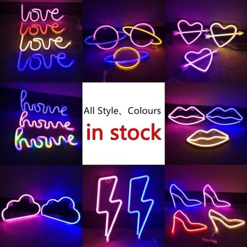 LOVE Sign LED Neon Fairy Christmas Lights USB Battery Operated Indoor For Bedroom Wall Festoon Garland Wedding Party Decoration