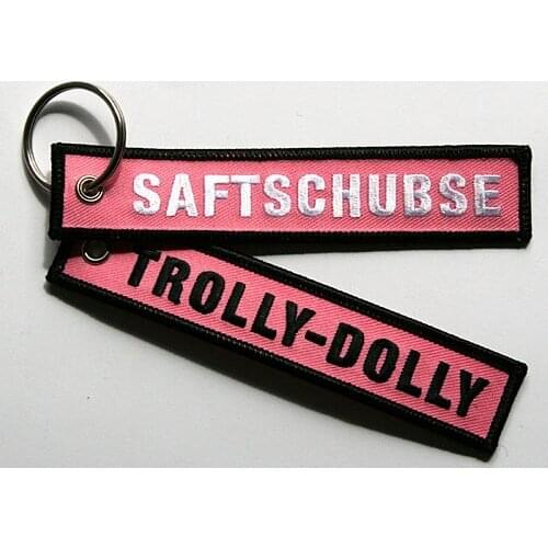 Trolly Dolly Saftschubse Fabric Embroidery Key Ring Keyring