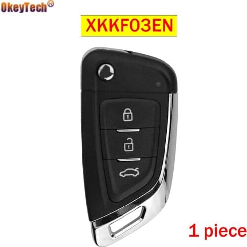 OkeyTech 3 Buttons Xhorse VVDI Universal Wire Remote Car Key XKKF03EN Knife Style Flip For All VVDI Key Tools English Version