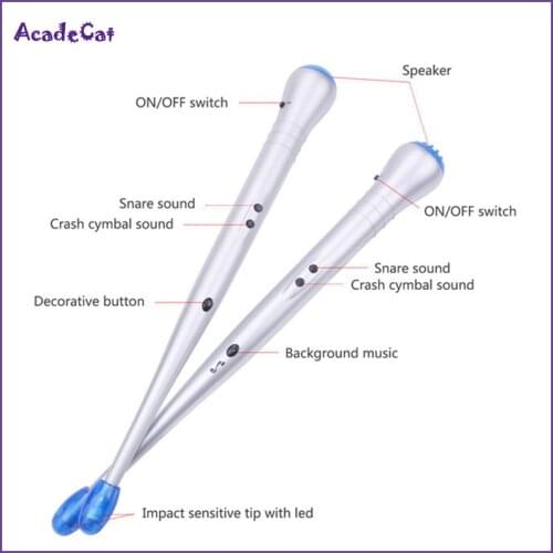 Air Drumband Percussion Instruments Electronic Drumsticks with Sensitive Tip Speaker and LED