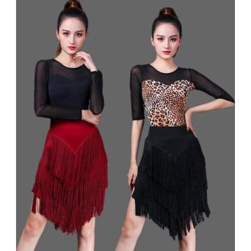 Latin Dance Skirt Women Sexy Split Black Tassel Fringe Skirts Ladies Samba Salsa Cha Practice Performance Dancing Clothes