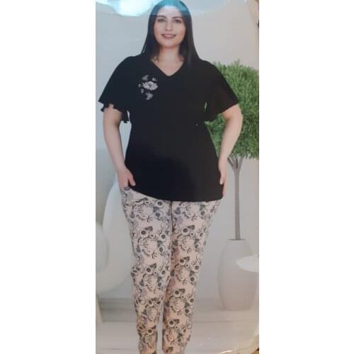 WOMEN LARGE SIZE SHORT SLEEVE PİJAMA TOOL TURKISH MALI 10775