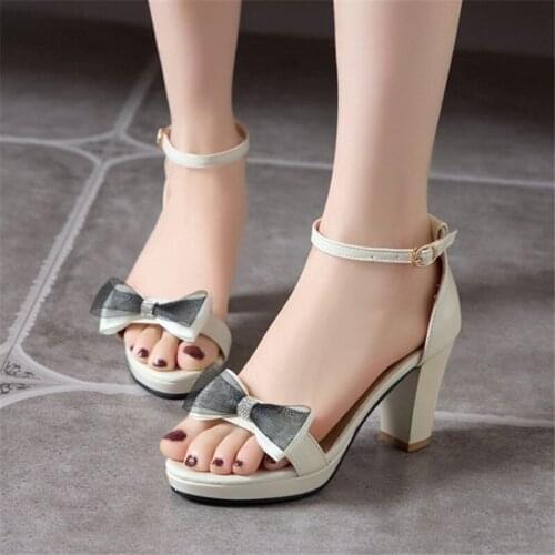 PXELENA Grace High Heels Sandals Women Butterfly-knot Ankle Strap Office Lady Party Shoes 2020 Summer Plus Size 34-43 Pink Beige