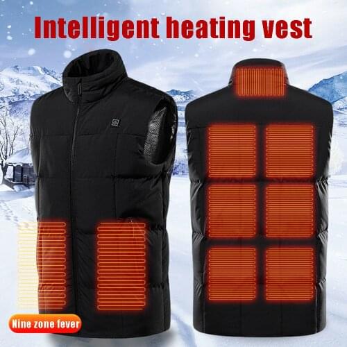 9 Areas Adult Heated Vest Smart Cotton USB Infrared Electric Flexible Thermal Winter Warm Jacket Clothes For Men Women
