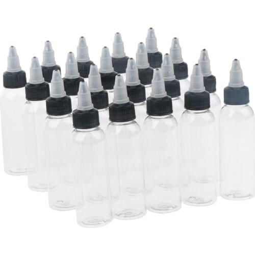 20 Pcs Needle Nozzle Design Plastic Bottles with Twist Top Cap for Liquid