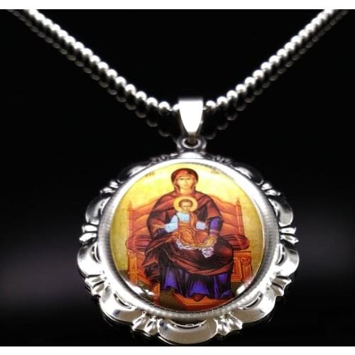 2021 New Jesus Stainless Steel Statement Necklace for Men Silver Color Necklaces & Pendants Jewelry Women acero inoxidable