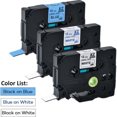 3Pcs tze-FA3 tze-FA231 tze-FA531 12mm*3m Fabric Iron-on Label Tapes Compatible for Brother P touch Label Maker