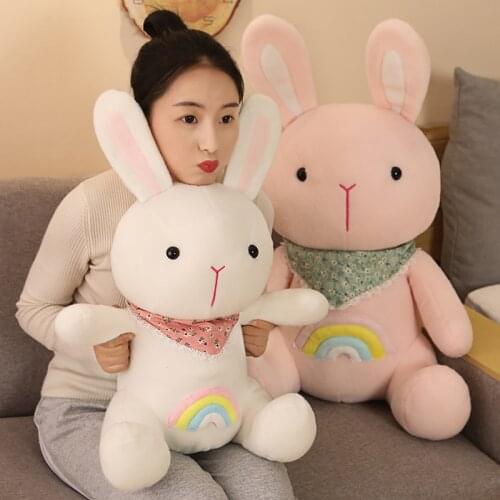 60/75CM Kawaii Rainbow Rabbit Plush Toys Cute Stuffed Soft Bunny Animal Doll Girl Sleep Appease Toy for Kids Baby Lover Gift