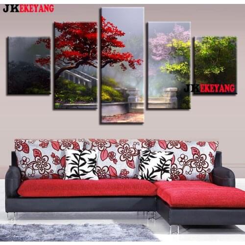 5pcs 5D Diy Diamond embroidery"Pretty park"Cross Stitch full square diamond painting,puzzle,decorations for home Y4075