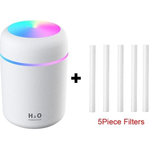 5Piece Filters 300ml Air HumidifierUSB Mini Dazzle Cup Humidifier Portable Essential Oil Diffuser with Night Light Lamp