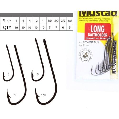 5 Pack/lot Mustad Hooks for Live Bait Casting Fishing 92647NP-BN# Double Backstab Hooks Worm Barbed Hooks Pesca Fish Accessories