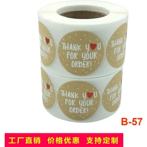 500pcs 1.5inch round White thank you for your order stickers with Heart Thanks for Shopping Small Shop Local Handmade sticker