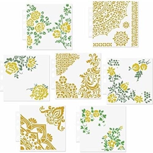 7pcs/set Mandala Flower Stencil for Painting on Wood,Walls Art Scrapbooking Stamping Album Decorative Embossing Paper Cards