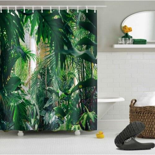 72'' Tropical woods Palm Tree Leaves Bathroom Fabric Shower Curtain Liner Waterproof Polyester Curtain Sets & 12 Hooks