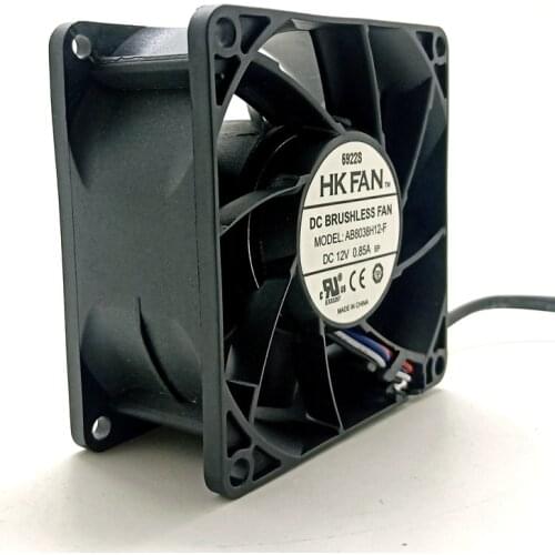 AB8038H12-F 80mm High Speed Air Flow CFM Powerful DC 12V Cooling Fan,for Miner PC Case Cabinets