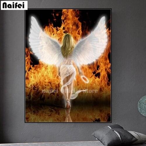 5D Diamond Painting Sexy Angel Diamond Embroidery Flame Goddess Full Square/Round Drill Cross Stitch Mosaic Kits Wall Art Decor