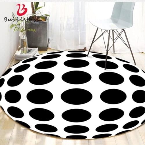 Bubble Kiss Abstract Geometric 3D Black And White illusion Carpet Modern Non-Slip Round Rug Home Decor Computer Desk Area Mat