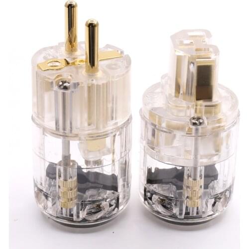 Hifi Gold plated EU Power Plug IEC Audio Connector HiFi Brass Ac Power Cord Plugs For Speaker