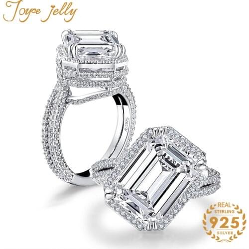 JoyceJelly Trendy 925 Sterling Silver Women Ring Geometric Created Moissanites Fine Fashion Women Wedding Jewelry Gift Wholesale