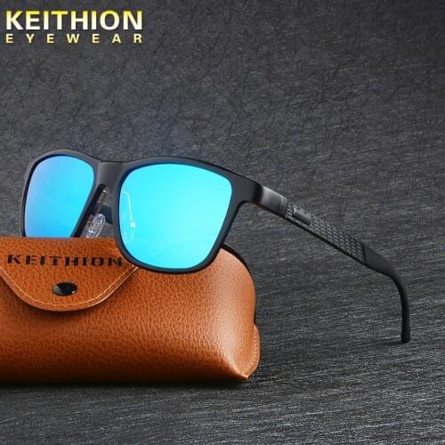 KEITHION Polarized Sunglasses Men Aluminium Magnesium Square Frame Eyewear Outdoor Driving Mirrored Anti Glare Sun Glasses