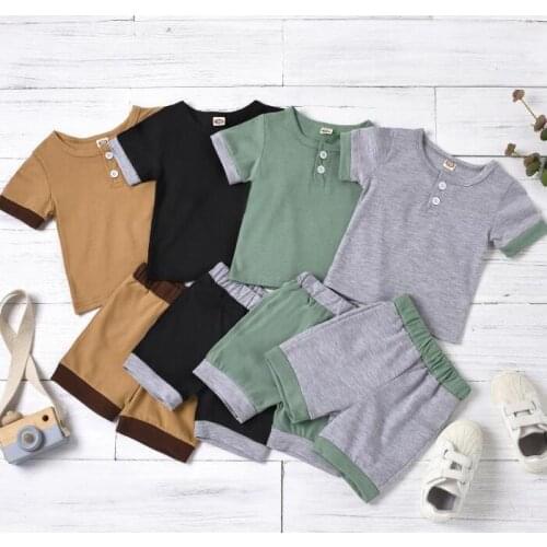 Newborn Baby Boys Clothes Outfit Set Short Sleeve Color Block T shirt Tops Shorts Set Kids Boys Casual Summer Outfits