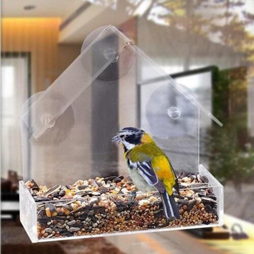Bird Feeder Clear Window Feeding Squirrel Birdhouse With Suction Tray #2