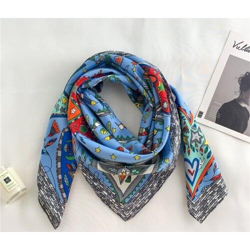 Summer Large Scarf Women Hijab Female Bandana Print Lady Hair Silk Square Scarves Foulard Fashion Luxury Desinger Headkerchief