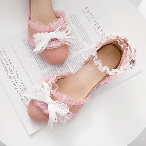 Loli Origional Lolita Shoes 2020 Spring and Summer Lace Sandals Women Baotou Chunky Heel Large Size Fairy Style Students Shoe