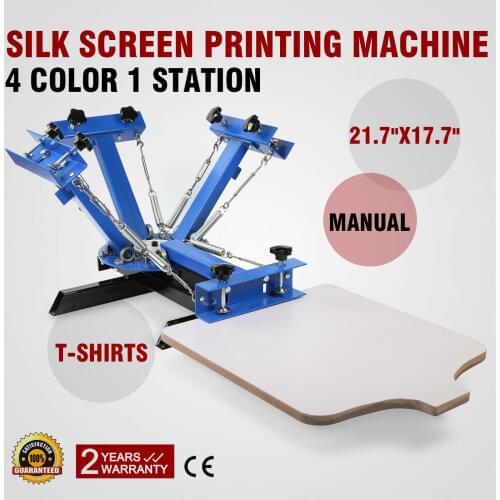 Screen Printing Machine 4 Color 1 Station Silk Screen Printing Press For T-Shirt DIY Printing With Removable Pallet
