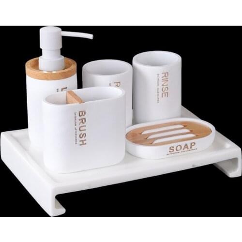 Nordic Bathroom Wash Set Five-piece Bathroom Supplies Ornaments Electric Toothbrush Holder Brushing Cup Bathroom Decoration