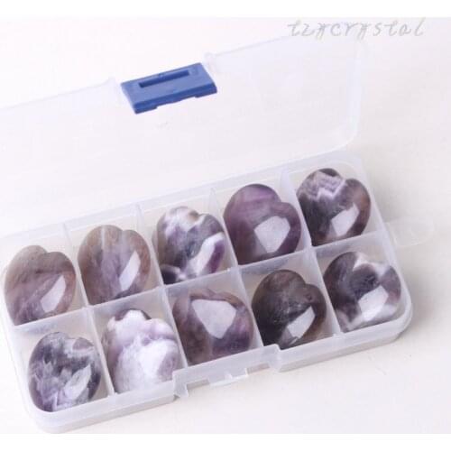 Natural Amethyst Peach Heart Crystal Gemstone Pendant Jewelry with Box Storage