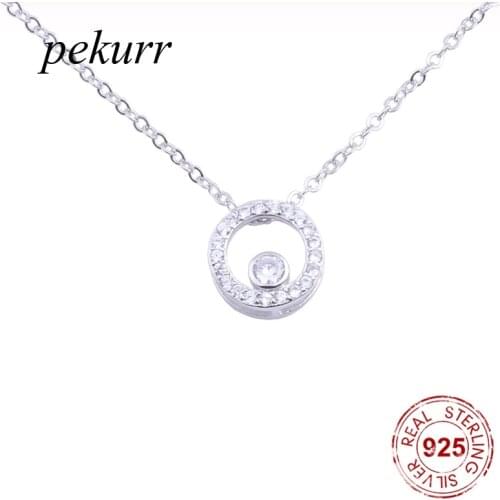 Pekurr 925 Sterling Silver Round Circle Hoop Zircon Necklaces For Women Evil Eyes Eyes Collar Pendants Fashion Jewelry