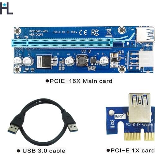PCIE 16X 1X Adapter USB3.0 Riser card Extension Cable with SATA 15pin Male to 6pin Power Connector for mining machine