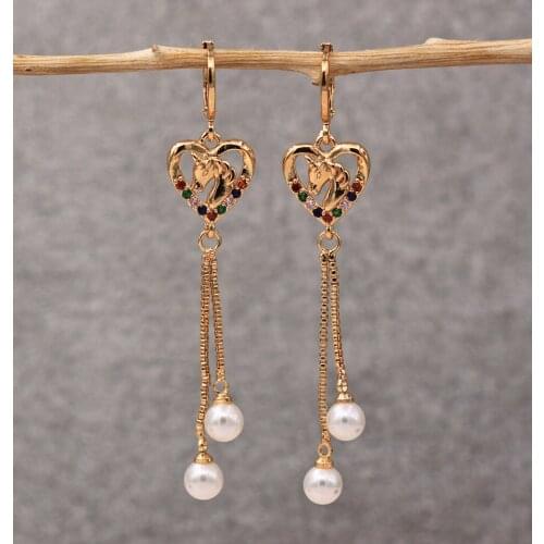 Trendy Dangle Drop Earrings Simulated-Pearl Heart Earring For Women Fashion Jewelry Accessories Wedding Party Anniversary Gift