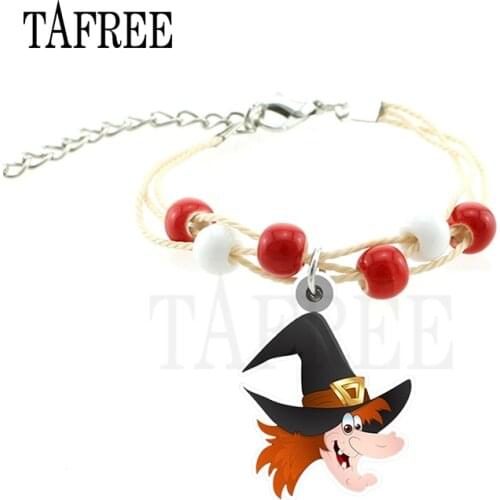 TAFREE Halloween witch ghost charms Bracelets beaded Bangle Bracelets All Saints' Day Gifts Jewelry
