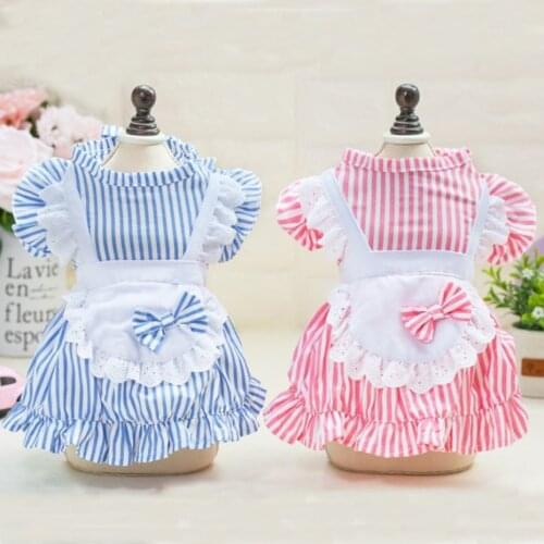 Striped Dog Cat Dress Tutu Bow Design Pet Puppy Fairy Skirt Spring/Summer Clothes Outfit 5 Sizes