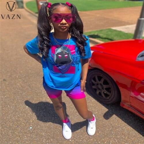 VAZN 2021 Hot Sale Daily Lazy Regular Short Sleeve Energetic Women Set Fitness Sport Suit Women 2 Piece Tracksuit Active Wear