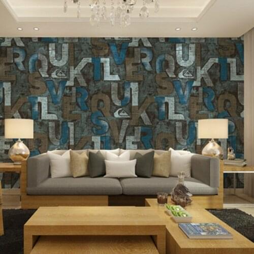 WELLYU American nostalgia personalized letter wallpaper simple and stylish living room wallpaper cafe bars KTV personality