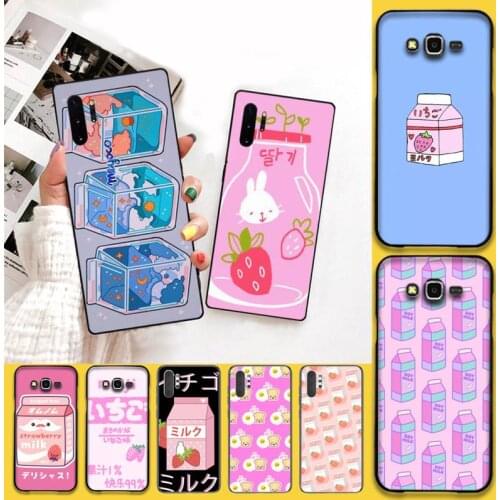YJZFDYRM Kawaii Japanese Strawberry Milk food Phone Case For Samsung Note 7 8 9 10 Lite Plus Galaxy J7 J8 J6 Plus 2018 Prime